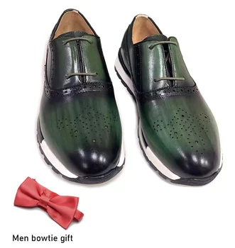 Tenisice od prave kože kravlja koža, оксфордские броги, luksuzne dizajnerske cipele čipka-up sa 2 ulaza, jesensko-zimski casual cipele za muškarce