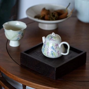 Mini-aparat s ručno oslikane, Mat Čaj S Cvijetom Glicinije, Kuhinjski Keramički Čajnik Za Crtanje, Svježi i Prirodni Čaj Skup Kung-Fu Premium klase