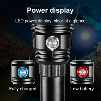 Najnoviji moćna led svjetiljka za ronjenje XHP190, punjiva preko USB-a, fenjer XHP100, podvodna lampa IPX8, vodootporan svjetlo za ronjenje