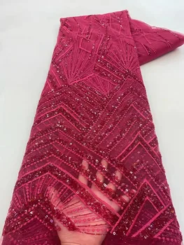 Afrički držači tkanine sa šljokicama, najnoviji beadwork, francuski tila, nadvoji cvjetne čipke tkanina, materijal za večernje vjenčanje šivanje QF0893