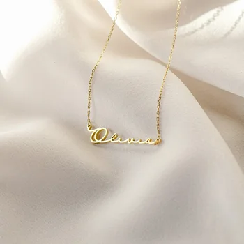 Personaliziranu ogrlicu s imenom od nehrđajućeg čelika prilagođeno pismo s potpisom, pločica sa imenom, ogrlice, nakit, poklone