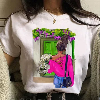 Godišnja ženska t-shirt velike veličine, Casual top, t-shirt S bojom ispis, svečana ženska t-shirt, Lijepa Ženska majica sa po cijeloj površini buket