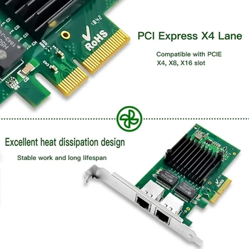 E8BA 2 Porta Mrežne kartice PCI X4 Gigabit Ethernet Kartica za I350-T2 1000 Mbit/s 2 x Priključaka RJ45 Desktop kartica Adapte