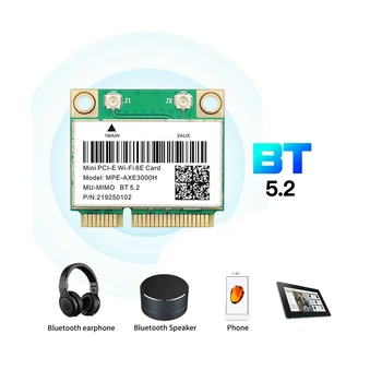 MPE-AXE3000H WiFi Kartica + Antena za WiFi 6E 2400 Mbit/s Mini PCI-E za BT 5,2 802.11 AX 2,4 G/5G/6 Ghz Mrežna kartica Wlan