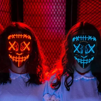 Halloween Neonske Maska Neon Led Svjetla Маскарадная College Maske Užasa Maska Svijetli U Mraku Halloween Cosplay Maska Večer Svjetla