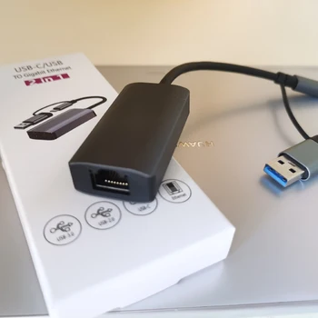 RYRA 2 priključka za USB 3.0 + Type-C na RJ45, Usb hub 1000 M Ethernet adapter visoke brzine za Macbook PC Pribor za iPad USB hub C