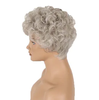 Kratka perika омбре, kremasti bijeli perika za žene, sintetičke kose sa šiške, prirodna frizura za granny, mamin perika