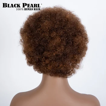 Perike od ljudske kose Kratke bob brazilski kinky afro perika tamno smeđe boje Remy Prirodne kosu curly perika bez uzice za žene