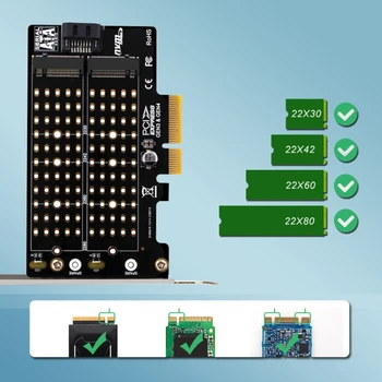 Podrška M-key M. 2 NVME SSD za adapter, PCI-EX4 B/M-key M. 2 ngff-SSD za adapter za Sata M2 za PCIE s dva odjeljaka za Kartice za proširenje