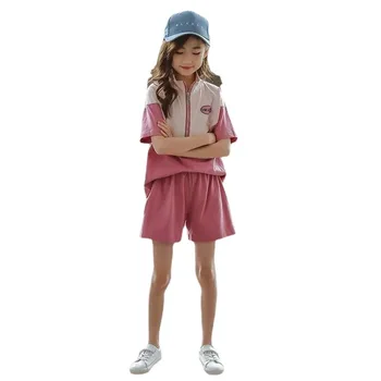 Ljetni kostim za djevojčice, dječji top munje s kratkim rukavima i sportske svakodnevne kratke hlače, 2 komada, odjeća za odmor za djevojčice