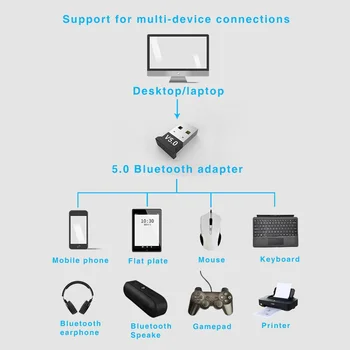 USB 5.0 Bluetooth adapter, snaga, Bluetooth prijemnik, Audio, USB wireless adapter, proširenje za auto računala, PC, laptop