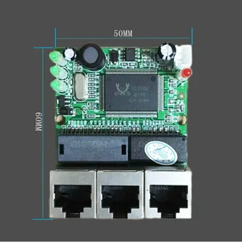 Brzi prekidač, mini 3-portni ethernet switch 10/100 Mbit/s, mrežni prekidač rj45, hub, modul pcb za modul za integraciju sustava