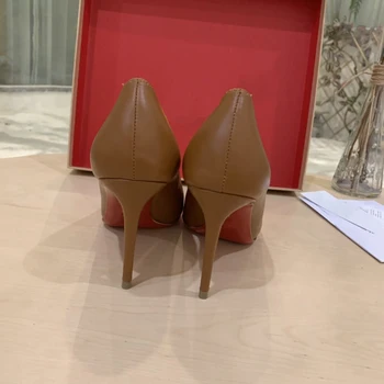 Kvalitetne ženske cipele na visoku petu, luksuzne modne ženske cipele sa crvenim potplatima sa sjajnim kristalima, klasične dizajnerske cipele u retro stilu s visokim petama od 10 cm 0317HJ