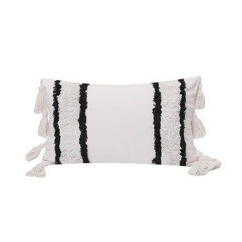 Jastučnica je u marokanskom stilu, crno-bijela хлопковая jastučnicu, prugasta point mreže, trokutasti geometrijski umjetnička jastučnicu