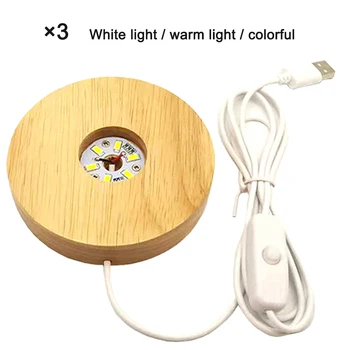Okrugli drveni okvir, led lampe za čitanje sa USB-prekidač, moderan noćno svjetlo, akril led noćne lampe, držač, prikupljenih podloga