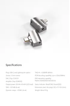 DDHiFi TC35Pro 2. generacije Mountain2 (M2), Kompaktni T-Spoj za 3,5-mm stereo USB-DAC-ključ, posebne čipove za DAC i pojačalo