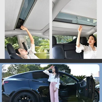 Auto Magnetska Sunčane Viziri Stakleni Krov Štitnik Za Sunce Za Tesla Model Y 2021-2023 Prednji Stražnji Krovni Štitnik Dodatna Oprema Za Interijer