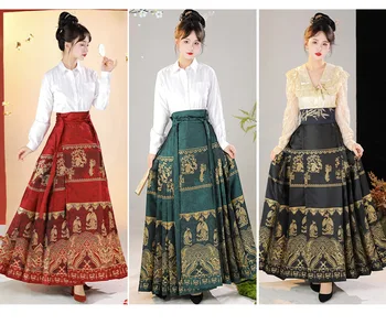Tradicionalni nabrane suknje Hanfu, ženska traper suknja zevity traf 2023, duge suknje za žene, moda 2023, odjeća za žene