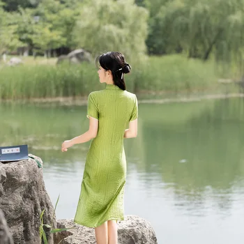 Yourqipao Ljeto Zeleno Moderna Večernja Haljina Ципао u Kineskom Stilu u Retro stilu, Moderan Elegantan Haljinu za Svaki Dan za Fotografije Žena