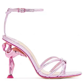 2023 Ženske sandale-brod na visokim potpeticama u obliku flaminga s cross-over remen, ženski seksi sandale na visoku petu s otvorenim vrhom, modni plitki